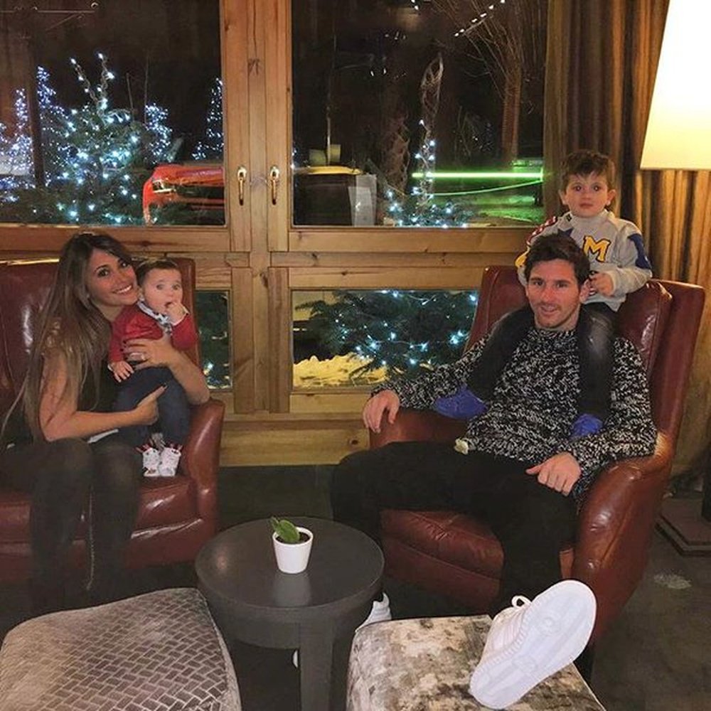 Messi enjoying the snow on holiday with his loved ones. Instagram