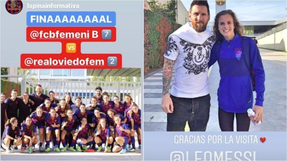 Messi posa con Carla Armengol, del Barça Femenino B. Instagram/CarlaArmengol