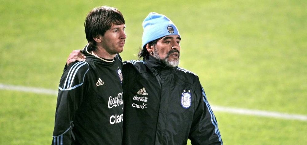 Messi y Maradona coincidieron en la etapa del segundo como seleccionador argentino. EFE