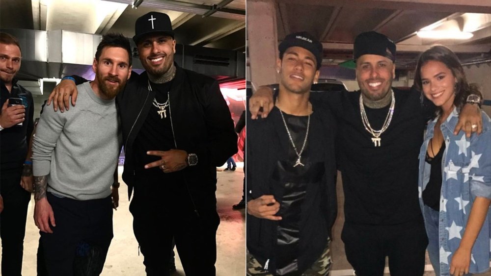 Nicky Jam inmortalizó su visita al Camp Nou conociendo a las dos grandes estrellas. Twitter