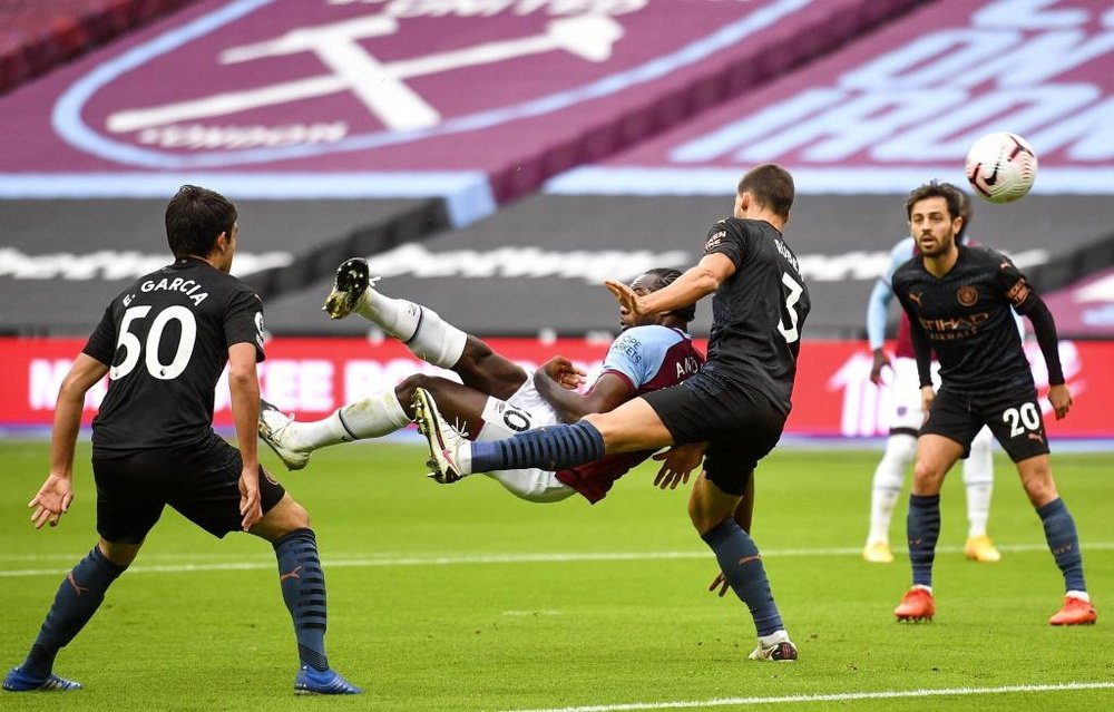 Michail Antonio marcou o gol do West Ham contra o Manchester City pela Premier League. EFE