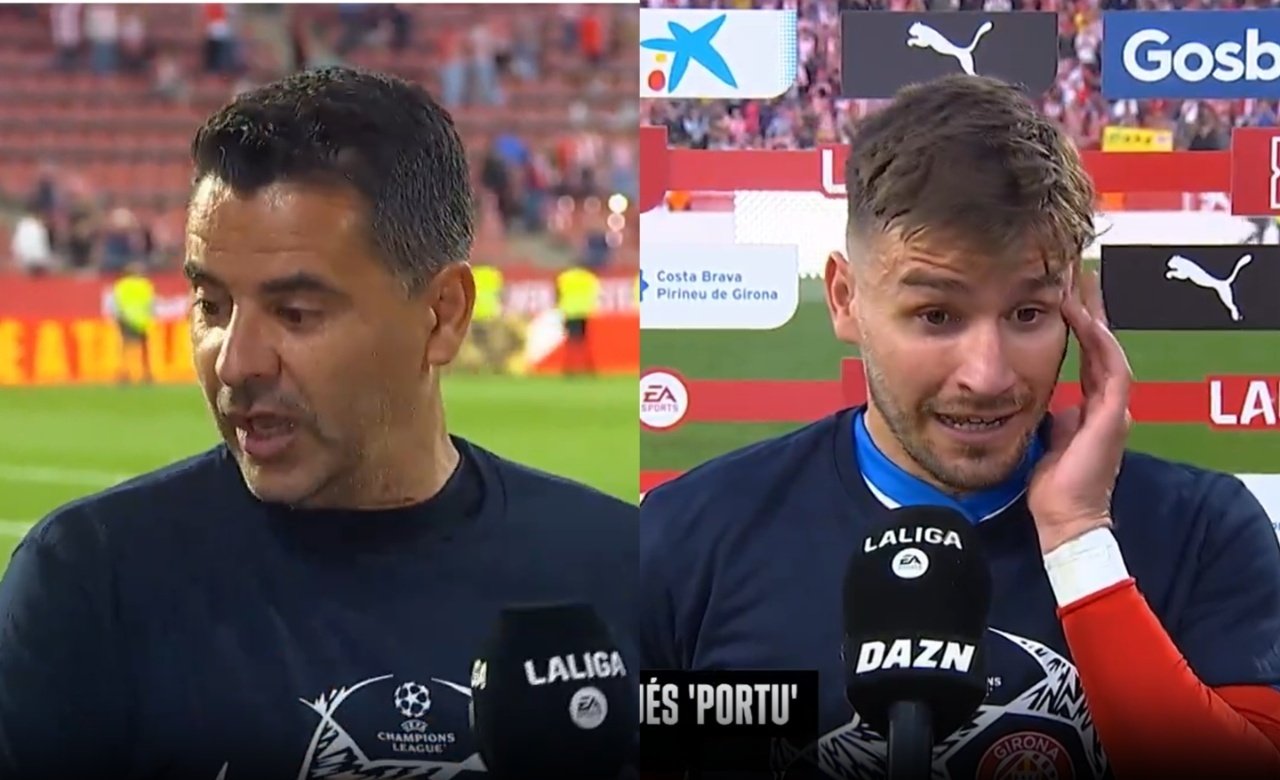 Míchel y Portu hablaron tras ganarle al Barcelona. Capturas/DAZN