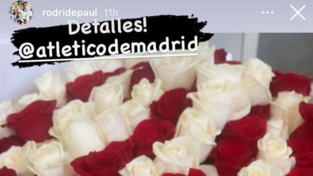Gil Marín mandó flores a De Paul en nombre del Atleti. Instagram/rodridepaul