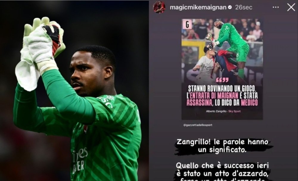 Maignan tuvo un rifirrafe con el presidente del Genoa. AFP-Captura/Instagram/magicmikemaignan