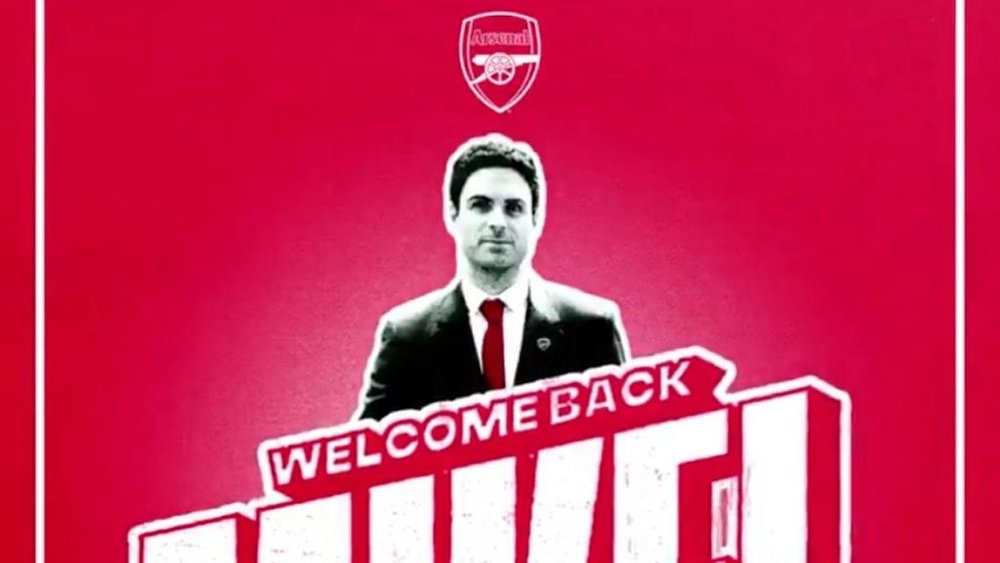 Mikel Arteta, novo técnico do Arsenal. Captura/Twitter/Arsenal