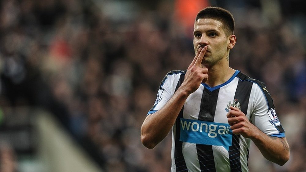 Mitrovic celebrating a goal for his side. NUFC