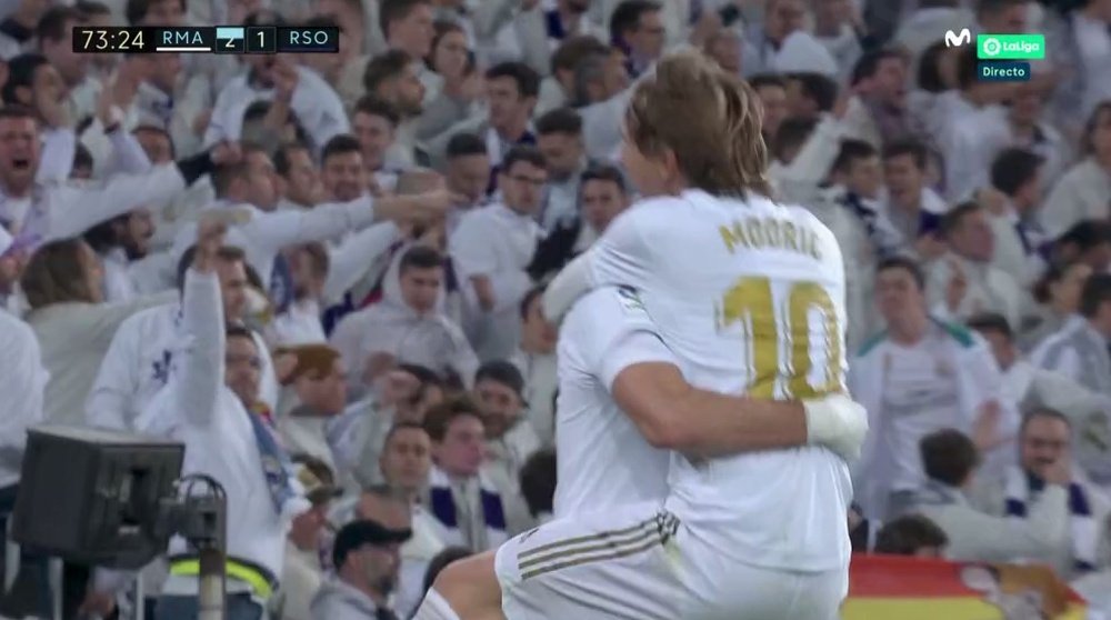 Modric scored the third goal to seal Madrid's win. Captura/Movistar+LaLiga