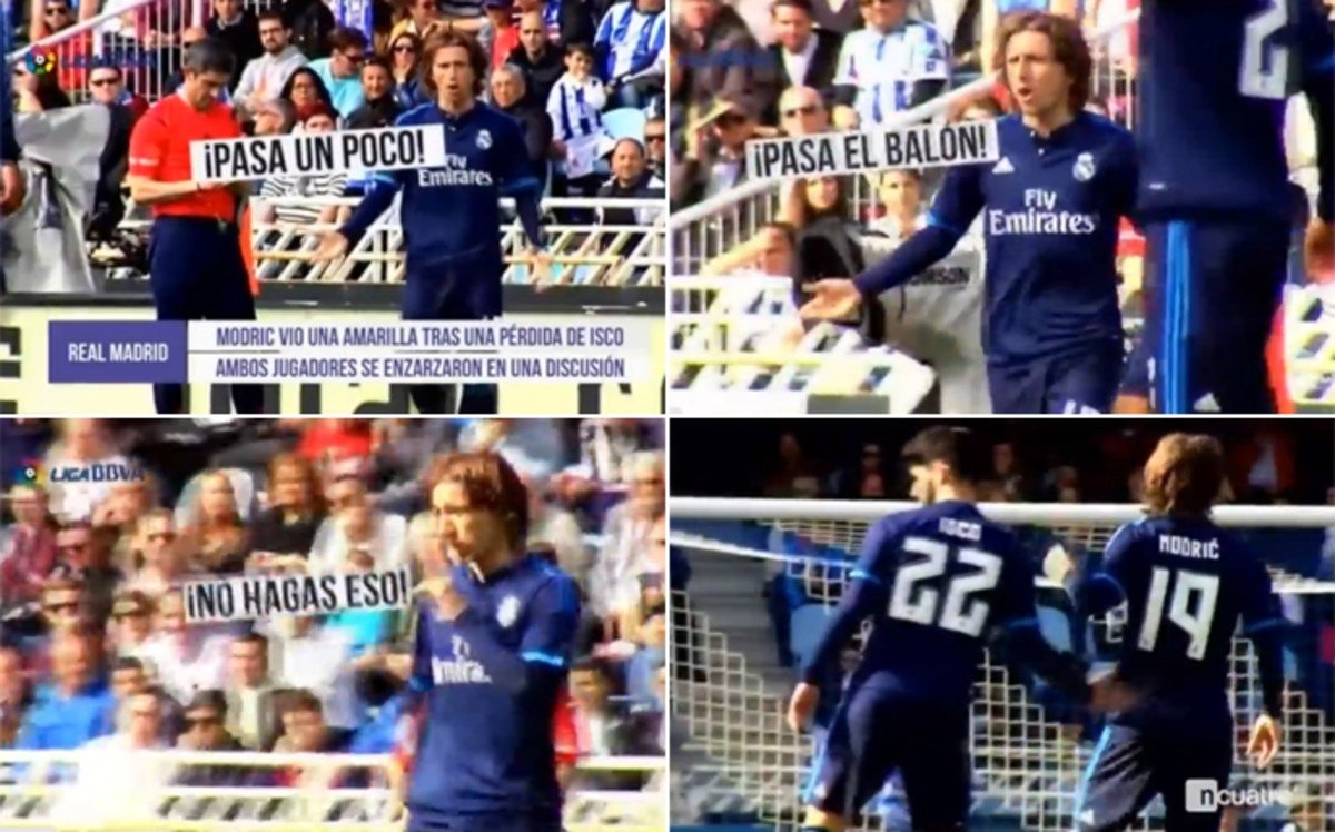 Modric le echó la bronca a Isco en Anoeta por no pasar el balón. Cuatro