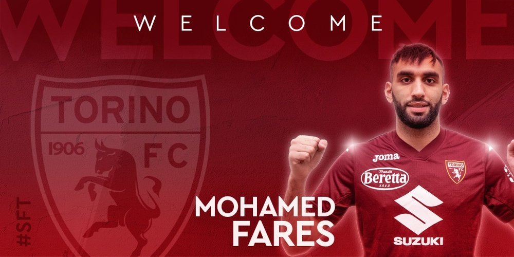 Mohamed Fares, cedido al Torino. Twitter/TorinoFC_1906