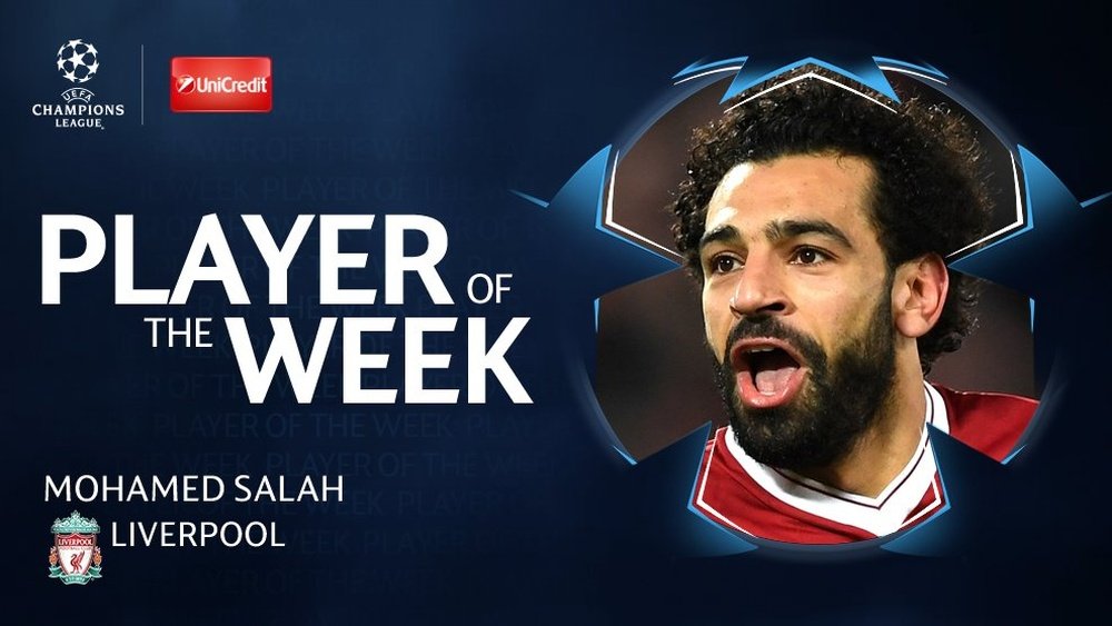 Salah, eleito o melhor da semana na Champions. UEFAChampionsLeague