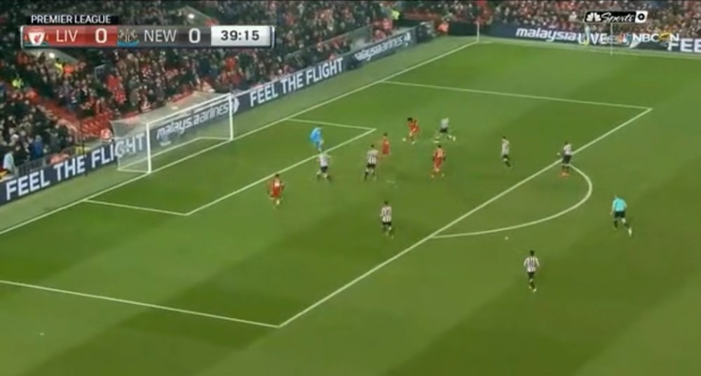 Salah fired through Dubravka to give Liverpool the lead. NBCSN