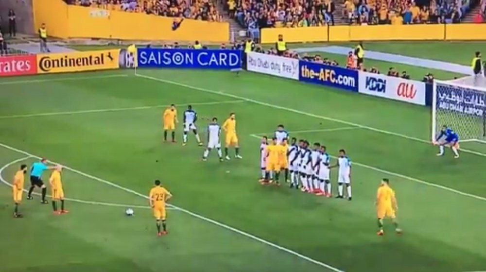 Australia se adelantó en el minuto 54 del choque ante Honduras. Captura/Twitter