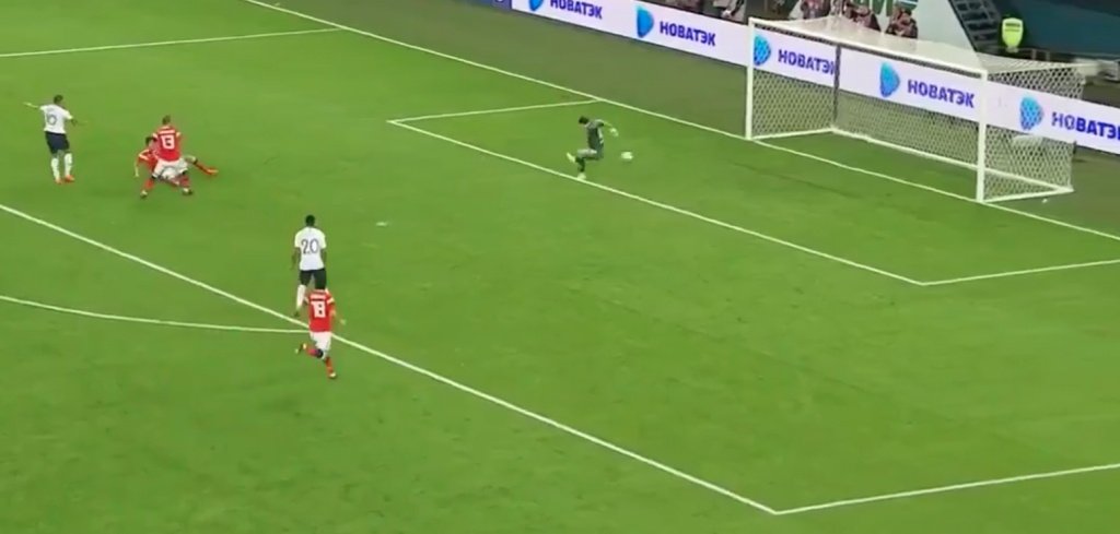 Mbappe wrong-footed Lunev to open the scoring. Screenshot