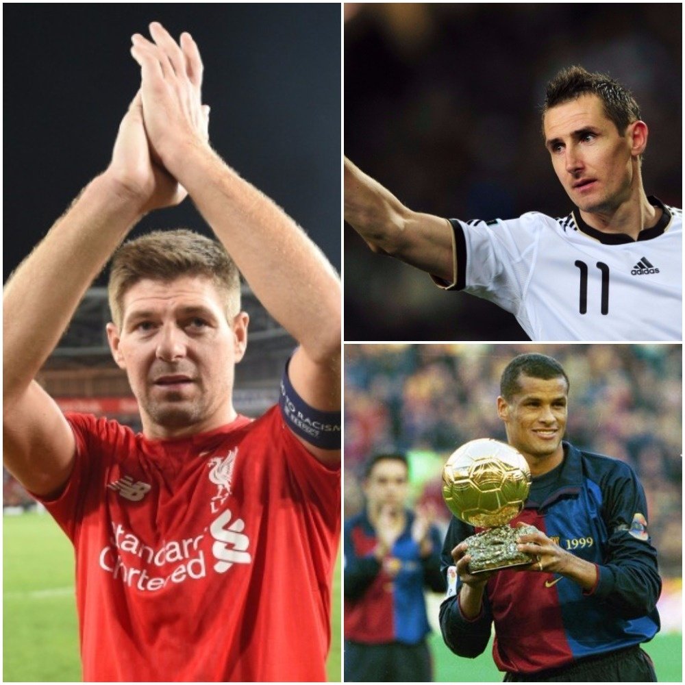 Montage de Gerrard, Rivaldo et Klose. BeSoccer