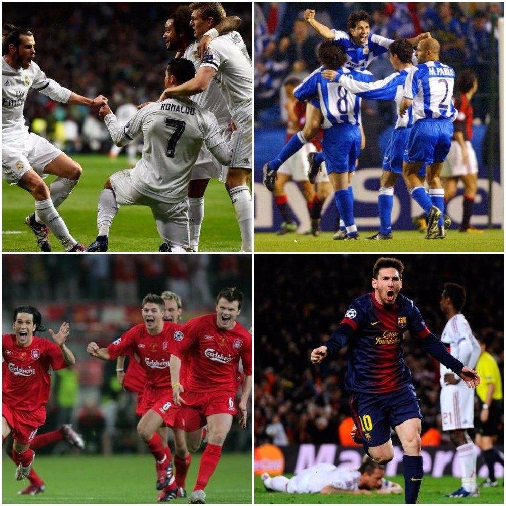Montage des remontadas du Real Madrid, Deportivo La Corogne, Liverpool et Barça. BeSoccer