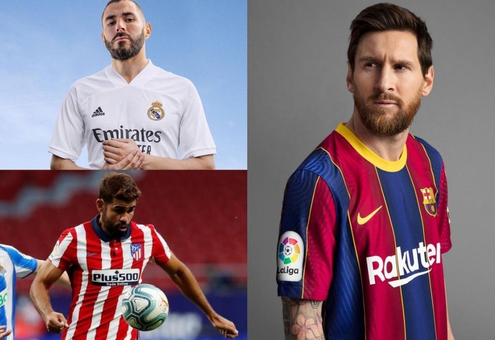 Os uniformes dos espanhóis para a temporada 2020-21. RealMadridCF/FCBarcelona/EFE