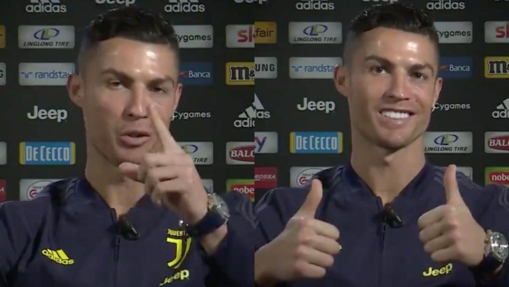 Ronaldo deixou mensagem de motivação aos adpetos. Capturas/JuventusTV