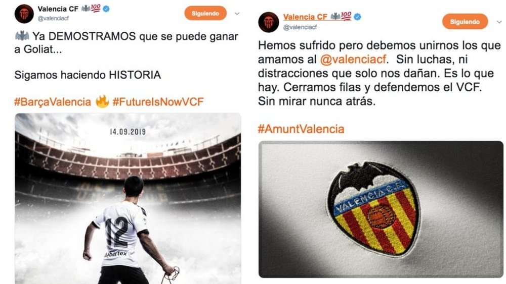 El Valencia calentó a sus aficionados por Twitter. Twitter/valenciacf