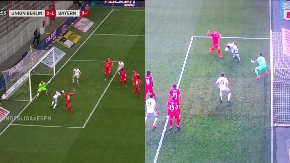 Thomas Muller was offside as he was ahead of the ball, despite being level with Gnabry. Captura/ESPN