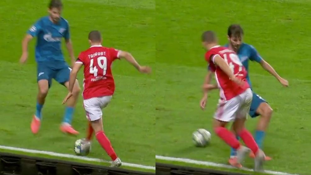 Adel Taarabt tiró un caño espectacular a un jugador del Zenit. Capturas/UEFATV