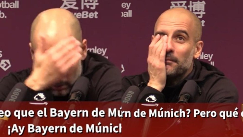 Guardiola briefly mixes up Bayern and City. Screenshot/ASTV