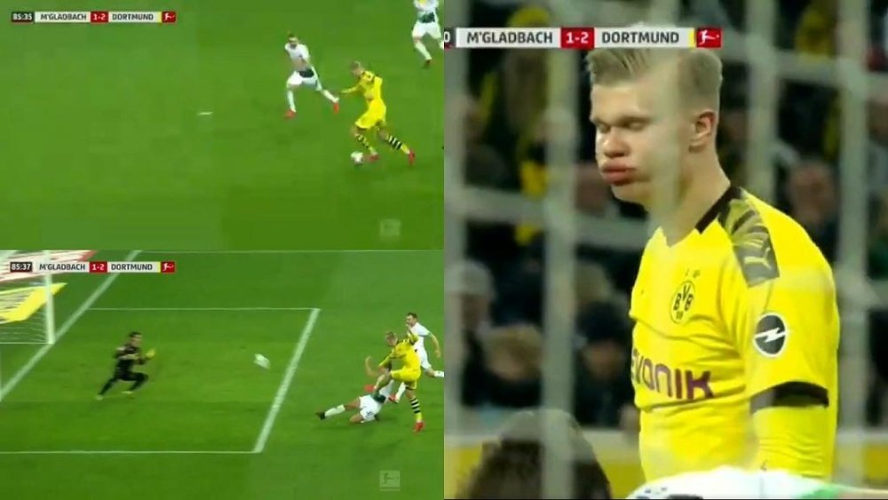 Haaland failed to score for Dortmund for the second game in a row. Captura/Movistar