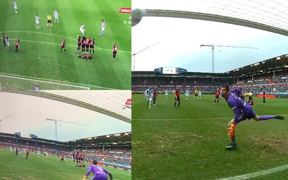Odegaard hit a beautiful free-kick for Real Sociedad in their win over Osasuna. Captura/GOL