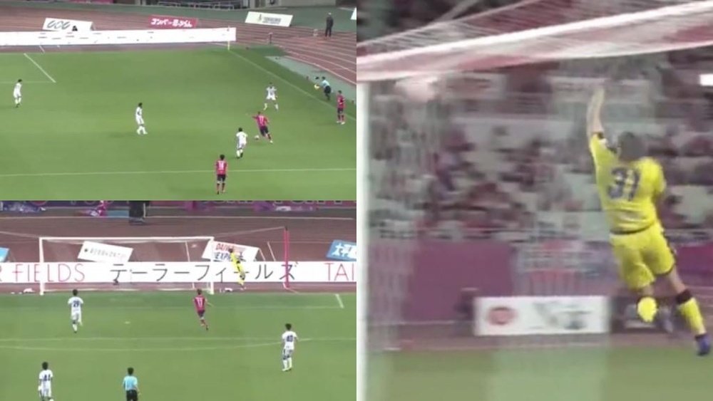 Desde 60 metros y por la escuadra: el golazo del que todos hablan en Japón. Captura/Jleague