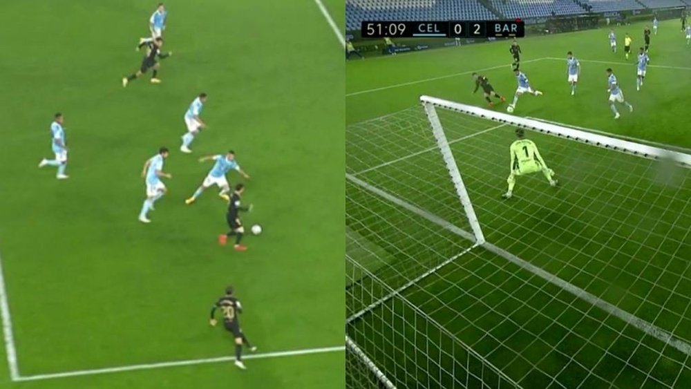 Olaza se metió el 0-2 en propia tras un jugadón de Messi. Captura/Movistar