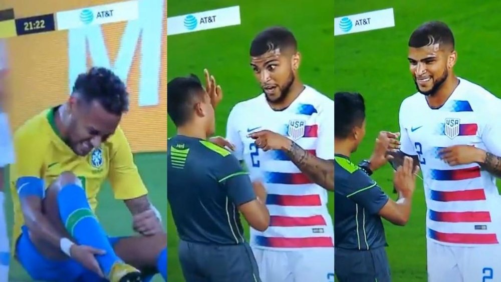 Yedlin made fun of Neymar's play-acting. Screenshot