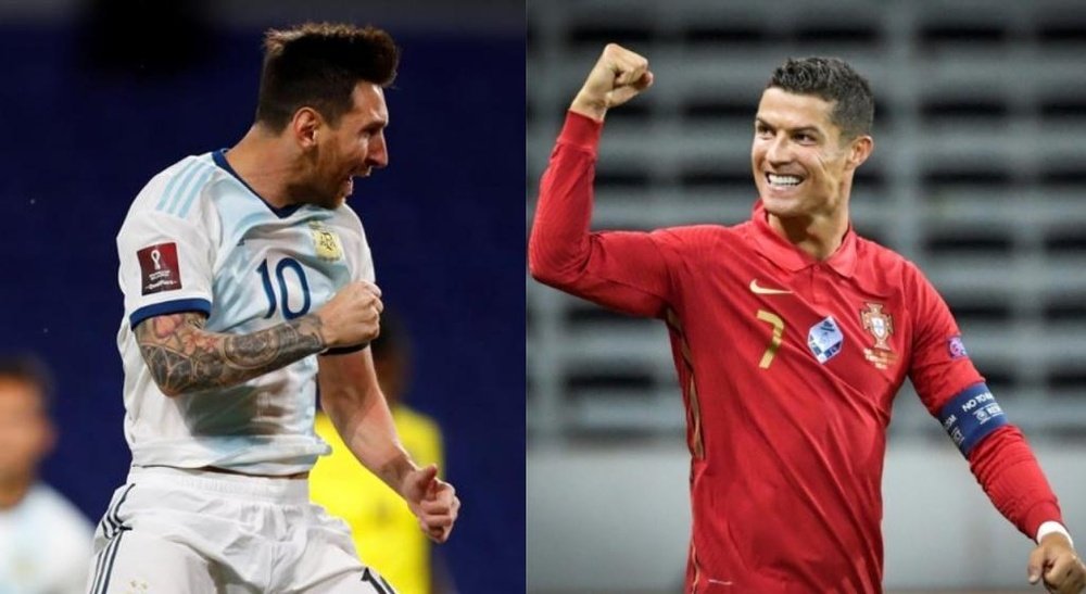 Cristiano Ronaldo e Leo Messi permitem análise interessante em gols por seleções. EFE