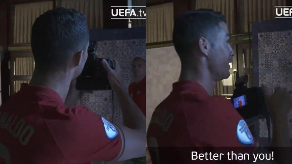 Cristiano se atreve a tirar fotos e diz a fotógrafo da UEFA. UEFA.tv