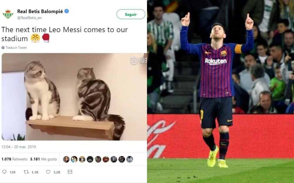 O Betis recorreu ao humor para mostrar como parar Messi. EFE/RealBetisBalompié
