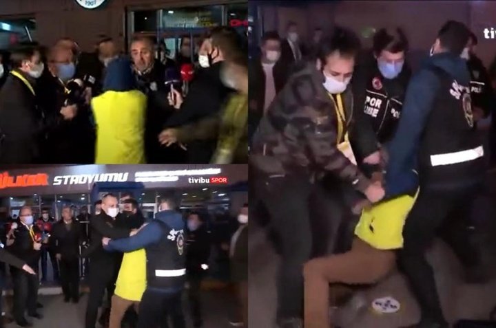 Torcedor do Fenerbahçe ataca vice-presidente do Galatasaray ao vivo