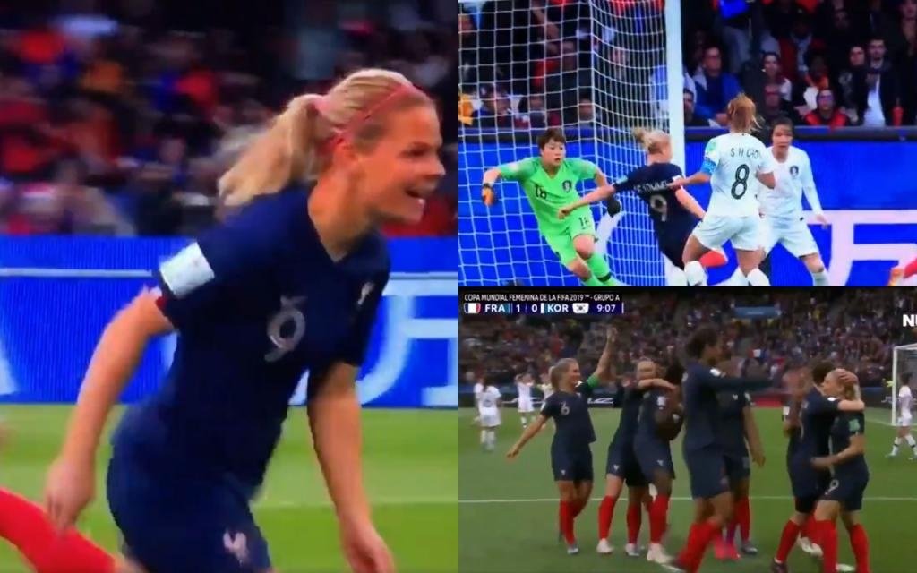 El primer gol del Mundial de Francia Femenino lo anotó Le Sommer. Captura/GirardinExpert