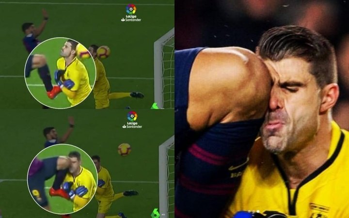 Cuéllar e Suárez: o reencontro após joelhada no Camp Nou