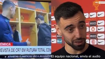 Bruno Fernandes cleared up the controversy with Cristiano Ronaldo. Screenshot/CNN/SkySports