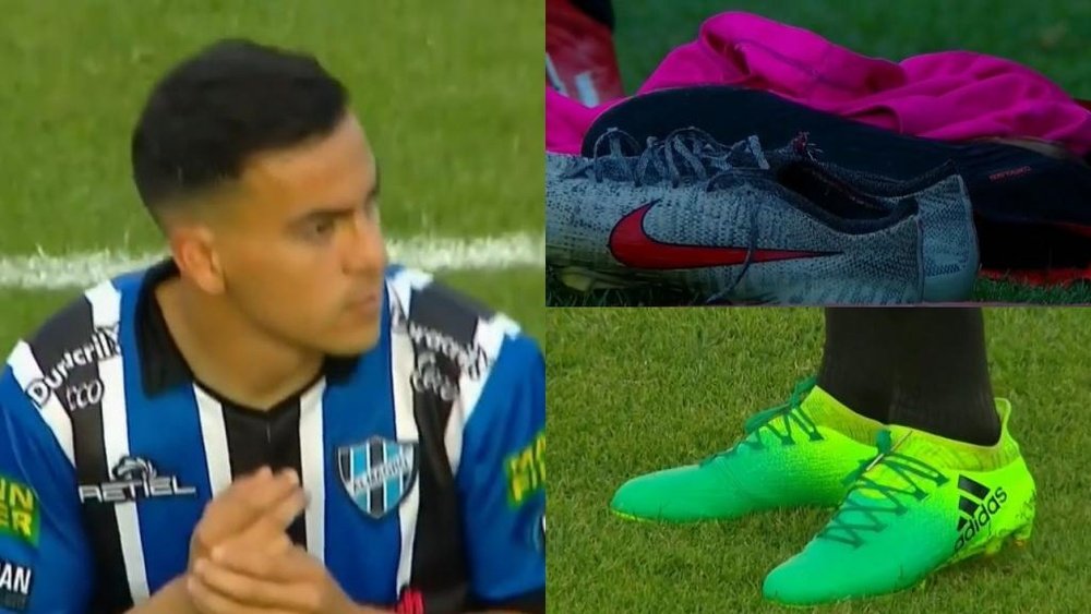 Suárez se cambió de botas durante el partido. Capturas/TyCSports