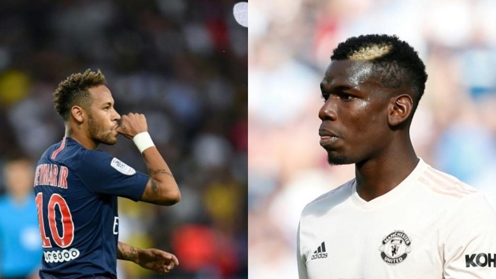 Montage Neymar et Pogba pendant la saison 2018-19.