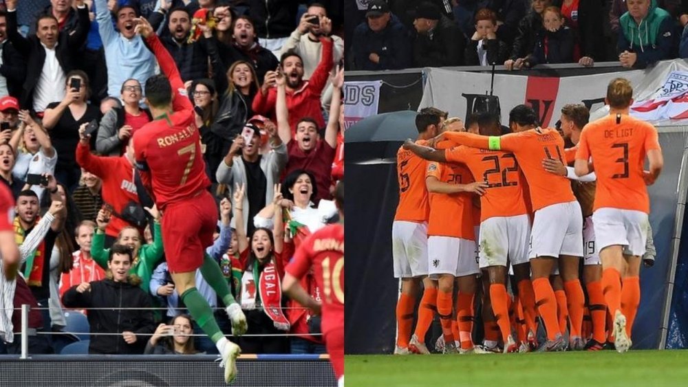 Portugal e Holanda disputam a conquista da primeira edição da Liga das Nações. AFP/EFE