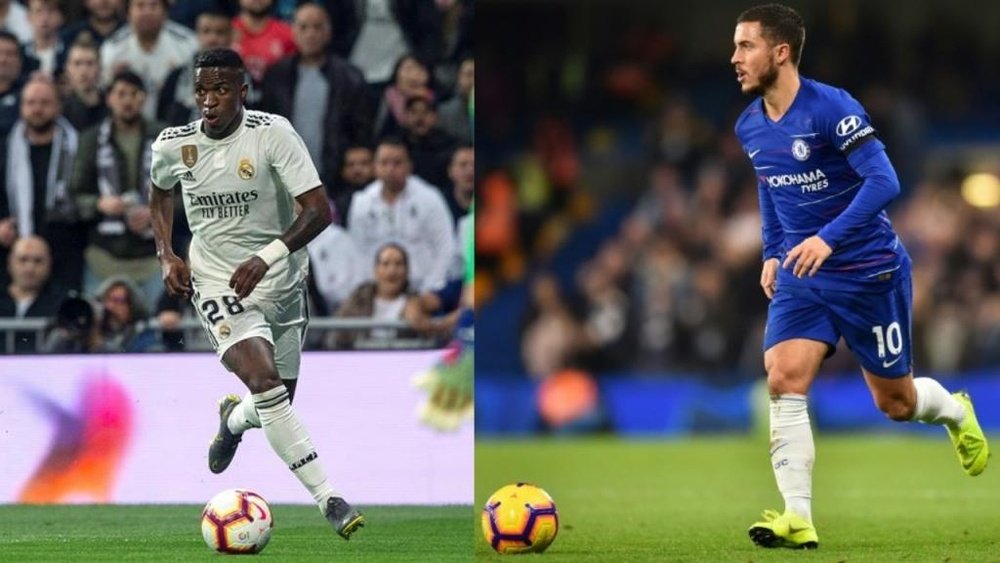 Hazard and Vinicius might be battling it out for the lleft hand side next season. EFE/AFP