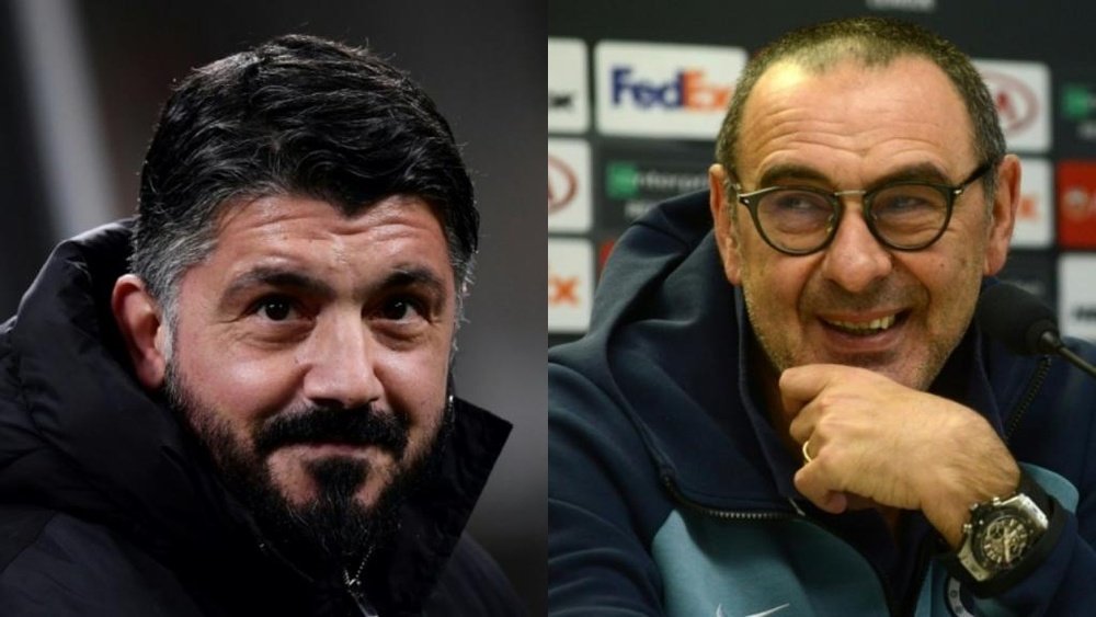 Gattuso y Sarri, dos opciones diferentes para la Roma. AFP