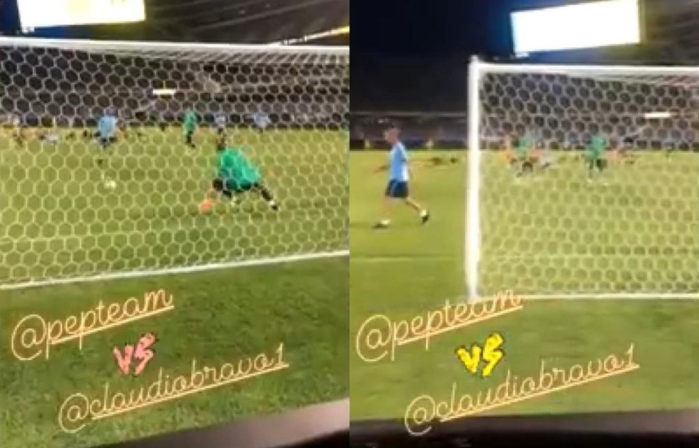 Claudio Bravo le atajó un penalti a Guardiola. Twitter/CarlaBernucci
