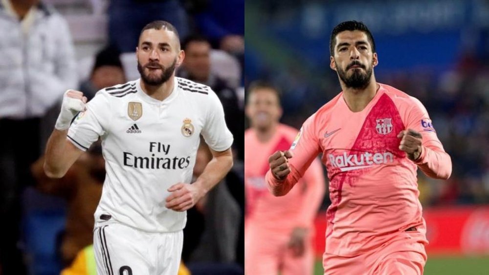 Benzema y Suárez han marcado 21 goles en Liga. EFE