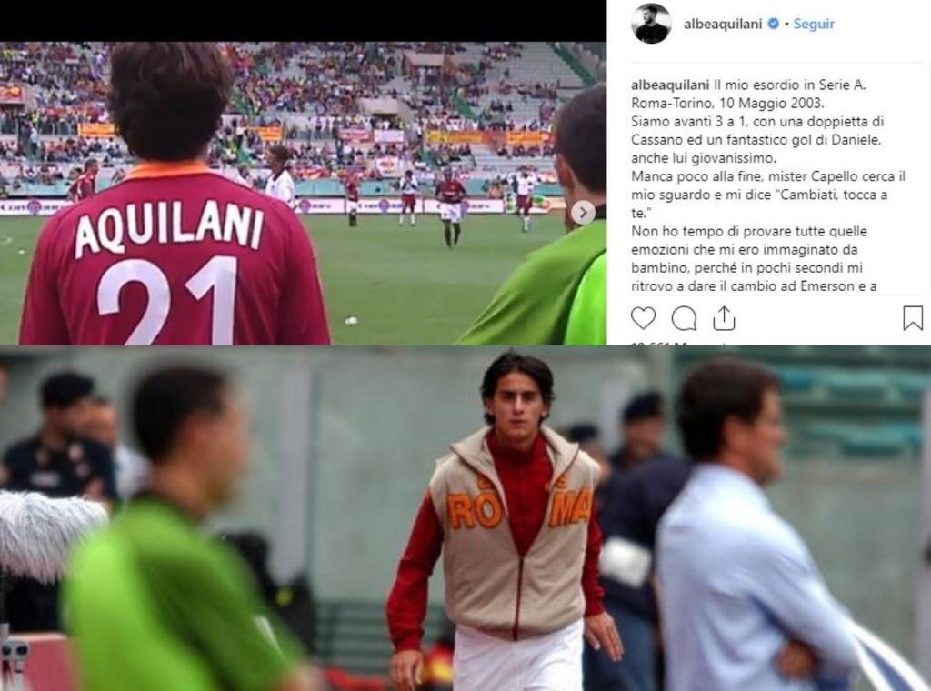 Bonito gesto del colegiado con Aquilani. Instagram/albeaquilani