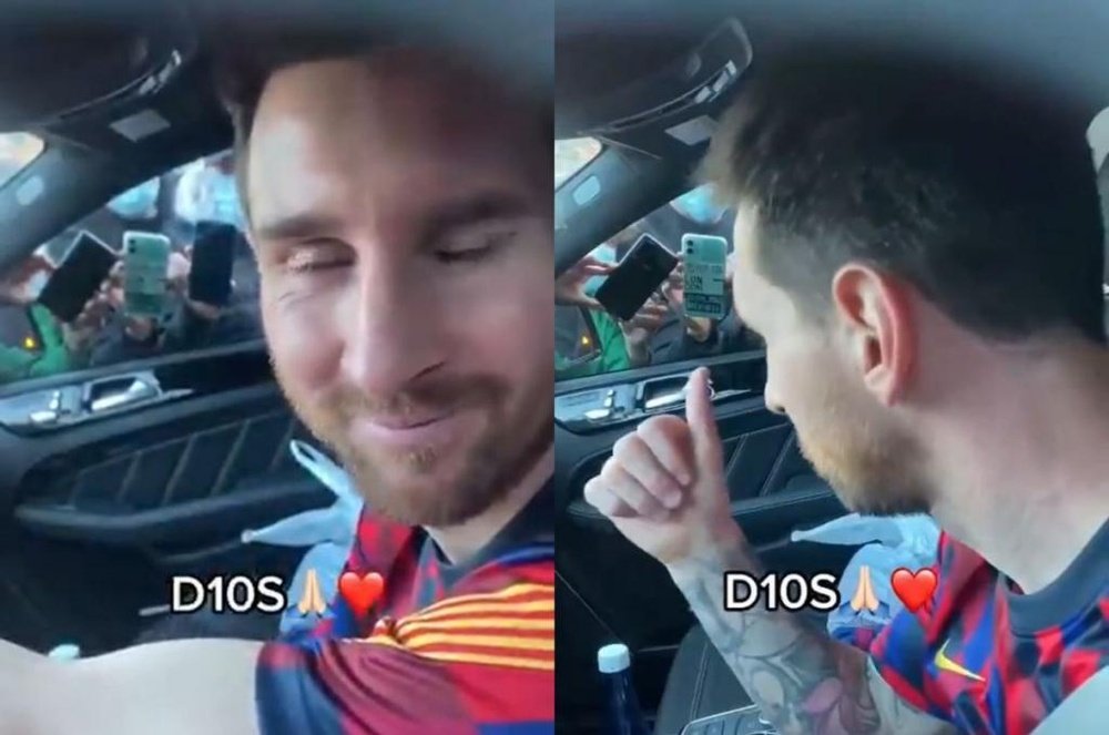 Messi sempre tem seu carro rodeado de fãs na saída do Camp Nou. TikTok/guillembarbeta02