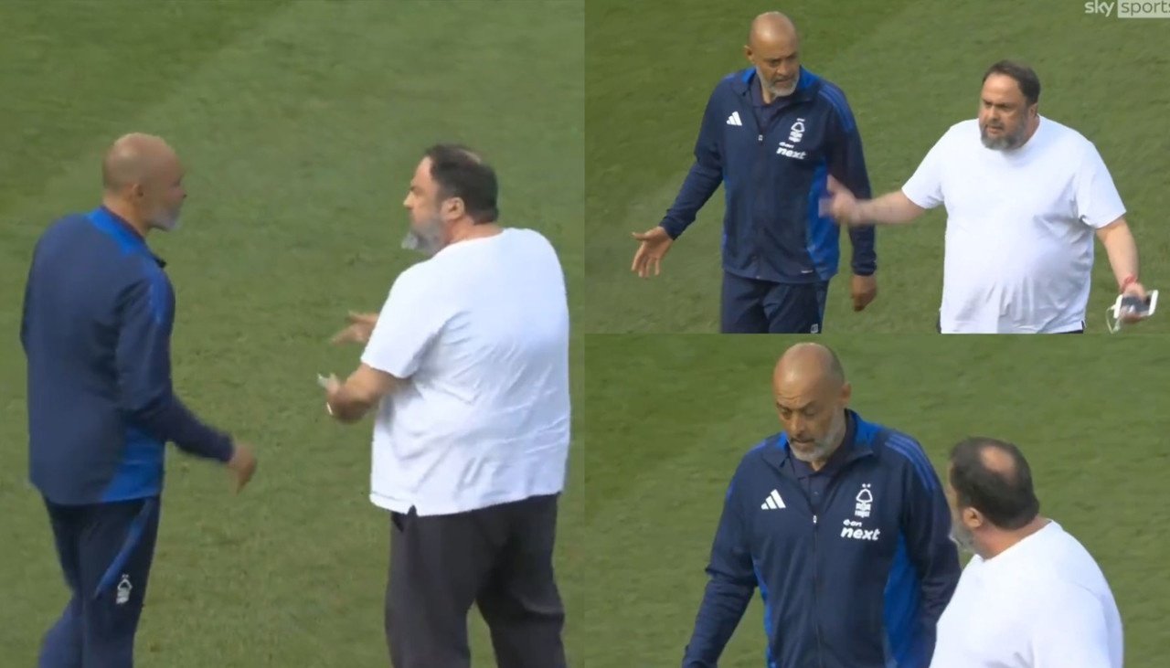 Marinakis abroncó a Nuno tras el empate con el Leicester. Captura/SkySports