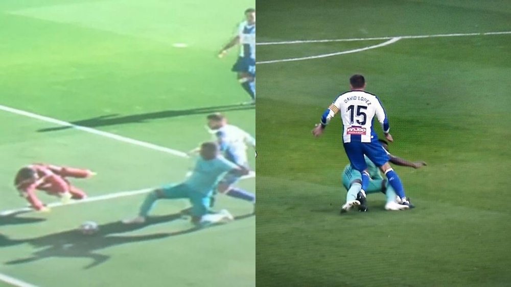 Espanyol felt Vinicius should have been a 2nd yellow for a foul on Granero. Capturas/Movistar+LaLiga