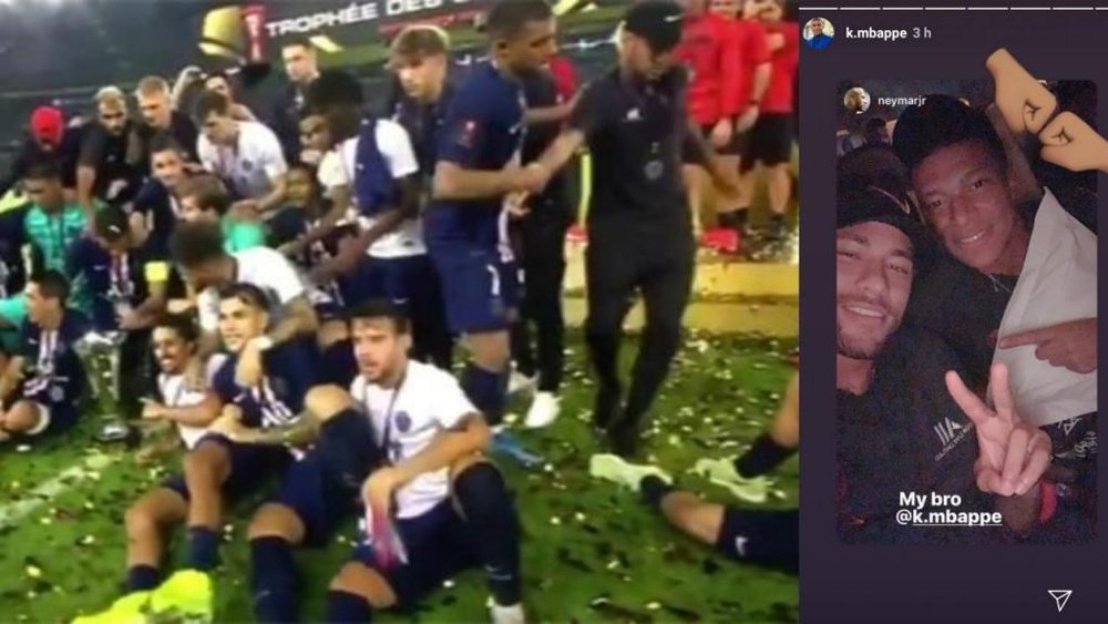 Mbappé y Neymar, tan amigos tras la Supercopa. Capturas/beINSports/Instagram/k.mbappe