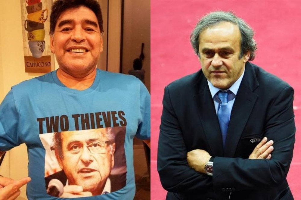 Maradona predijo la detención de Platini en 2016. Twitter/EFE